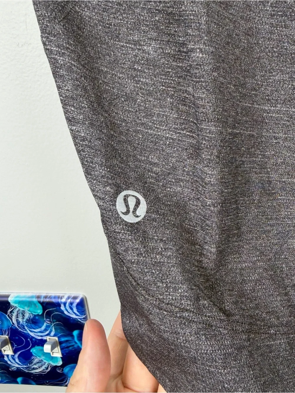 Lululemon Gait Keeper Short Sleeve Heathered Gray W3AU5S Black Running Top Sz 10